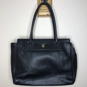 kate spade Black Leather Tote Bag with Gold Hardware